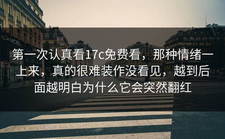第一次认真看17c免费看，那种情绪一上来，真的很难装作没看见，越到后面越明白为什么它会突然翻红